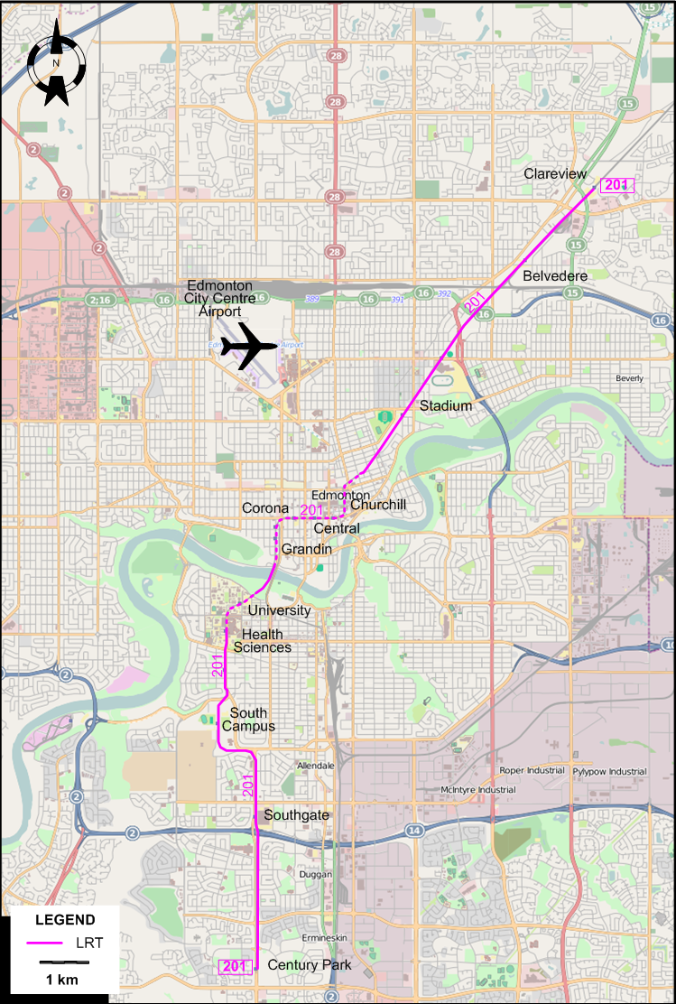 Edmonton tram map 2010