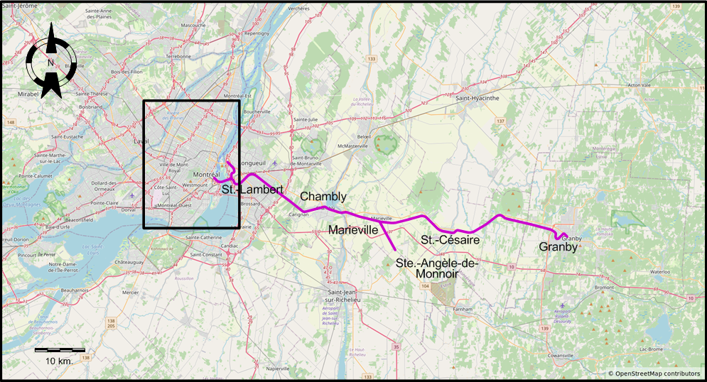 Montreal 1941 suburban interurban tram map