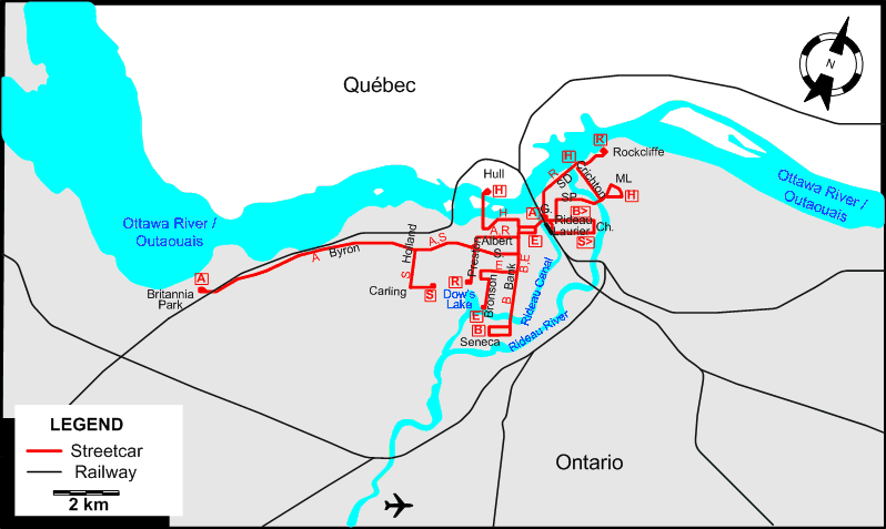 Ottawa tram map 1948