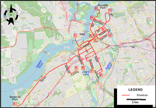Ottawa streetcar map 1948