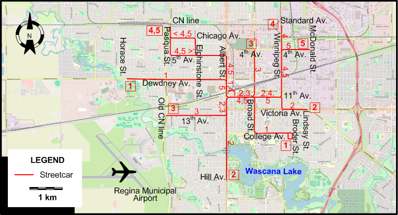 Regina tram map 1947