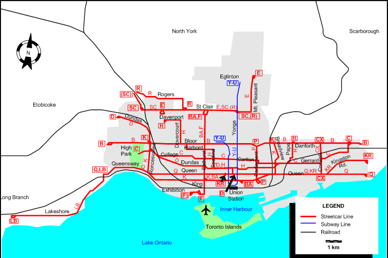Toronto-1965 tram map
