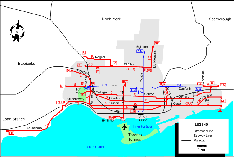 Toronto-1966 tram map