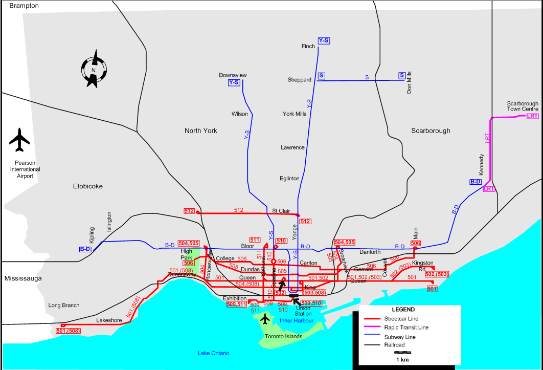 Toronto-2002 tram map