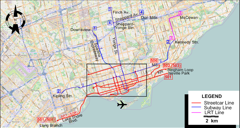 Toronto-2014 tram map