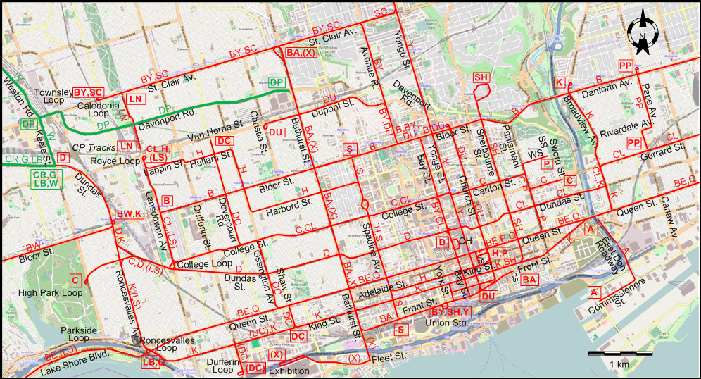 Toronto downtown tram map 1923