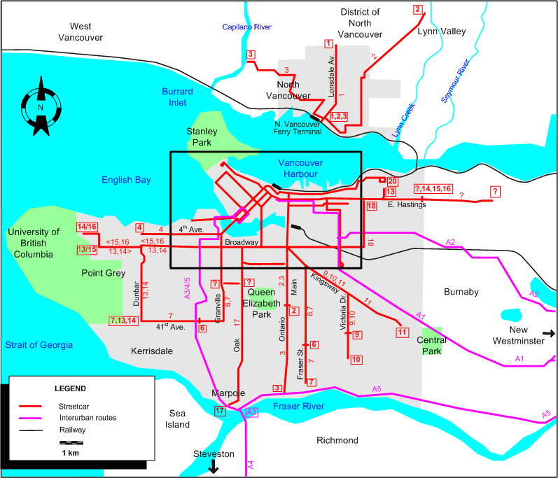 Vancouver tram map