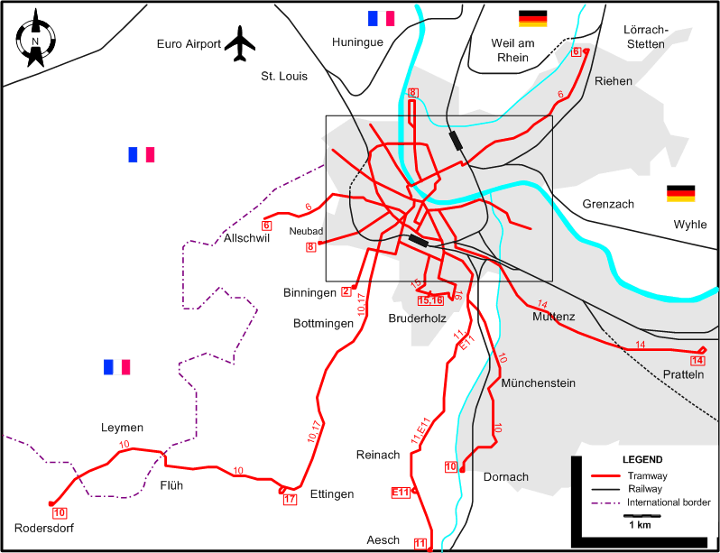 Basel tram map