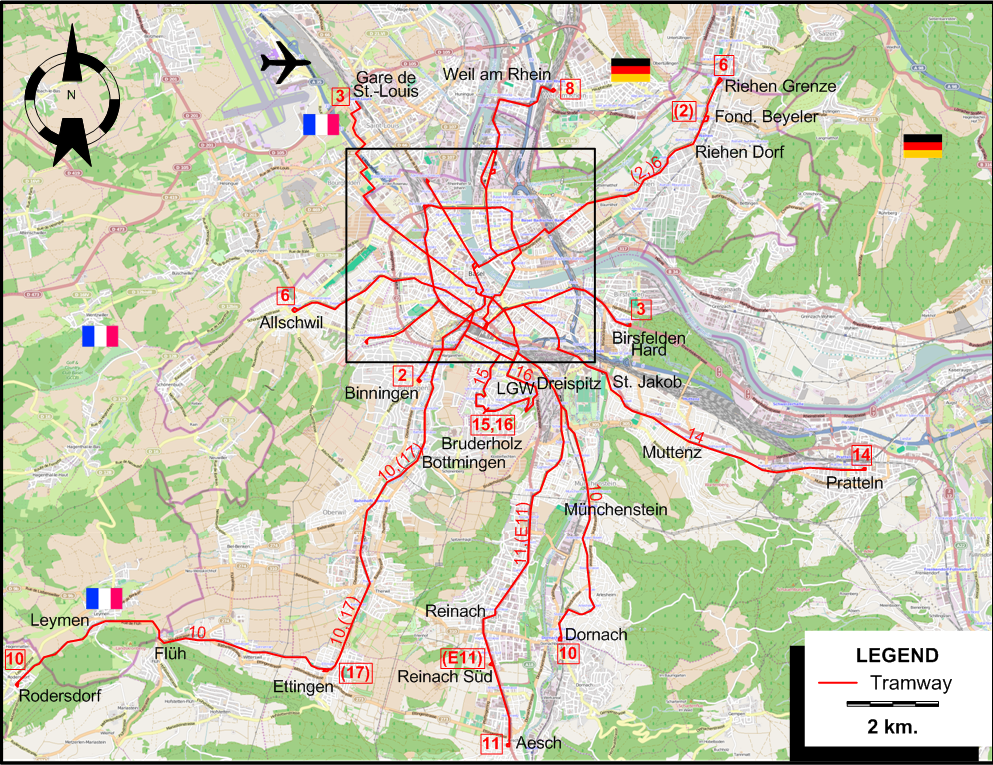 Basel tram map 2024