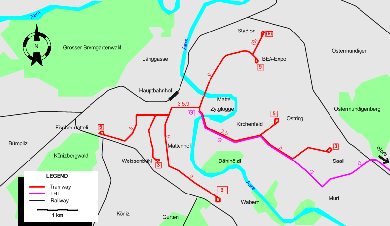 Berne tram map