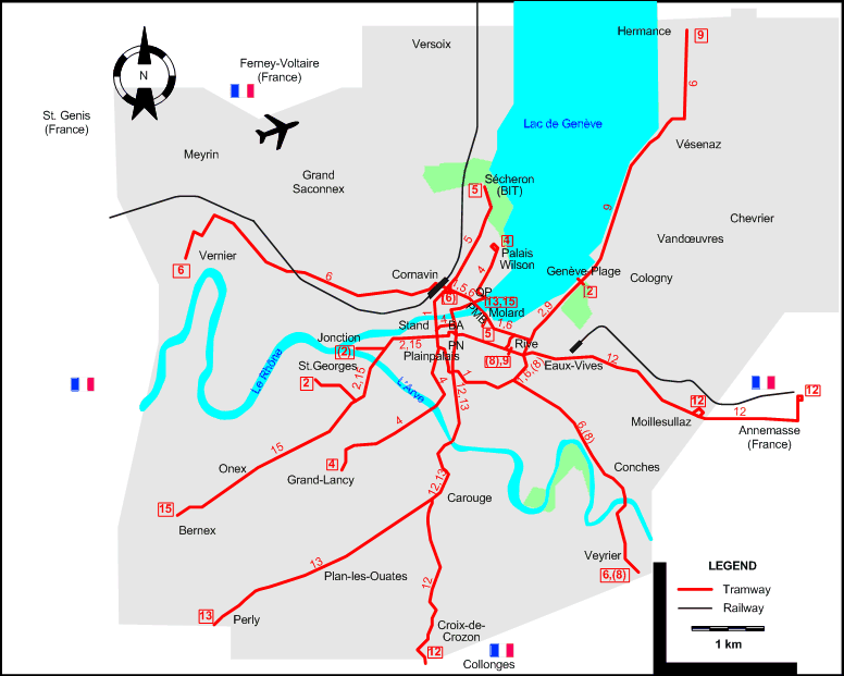 Geneva tram map 1948