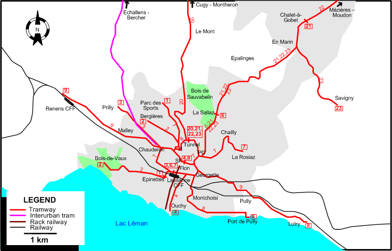 Lausanne 1938 tram map