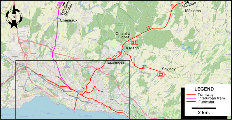 Lausanne 1961 tram map