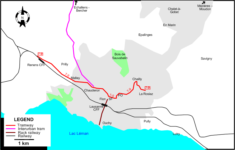 Lausanne 1964 tram map