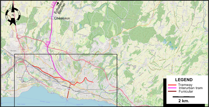 Lausanne 1964 tram map