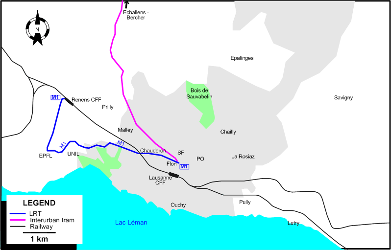 Lausanne 2006 tram map