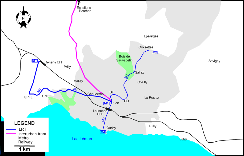 Lausanne 2008 tram map