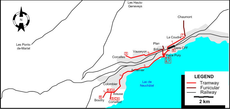 Neuchâtel tram map