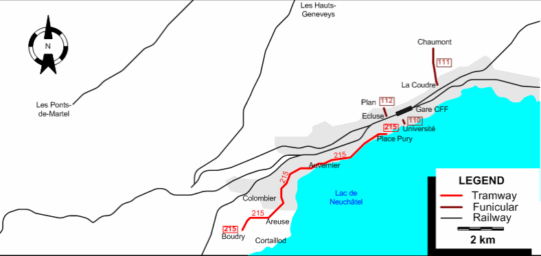 Neuchâtel tram map