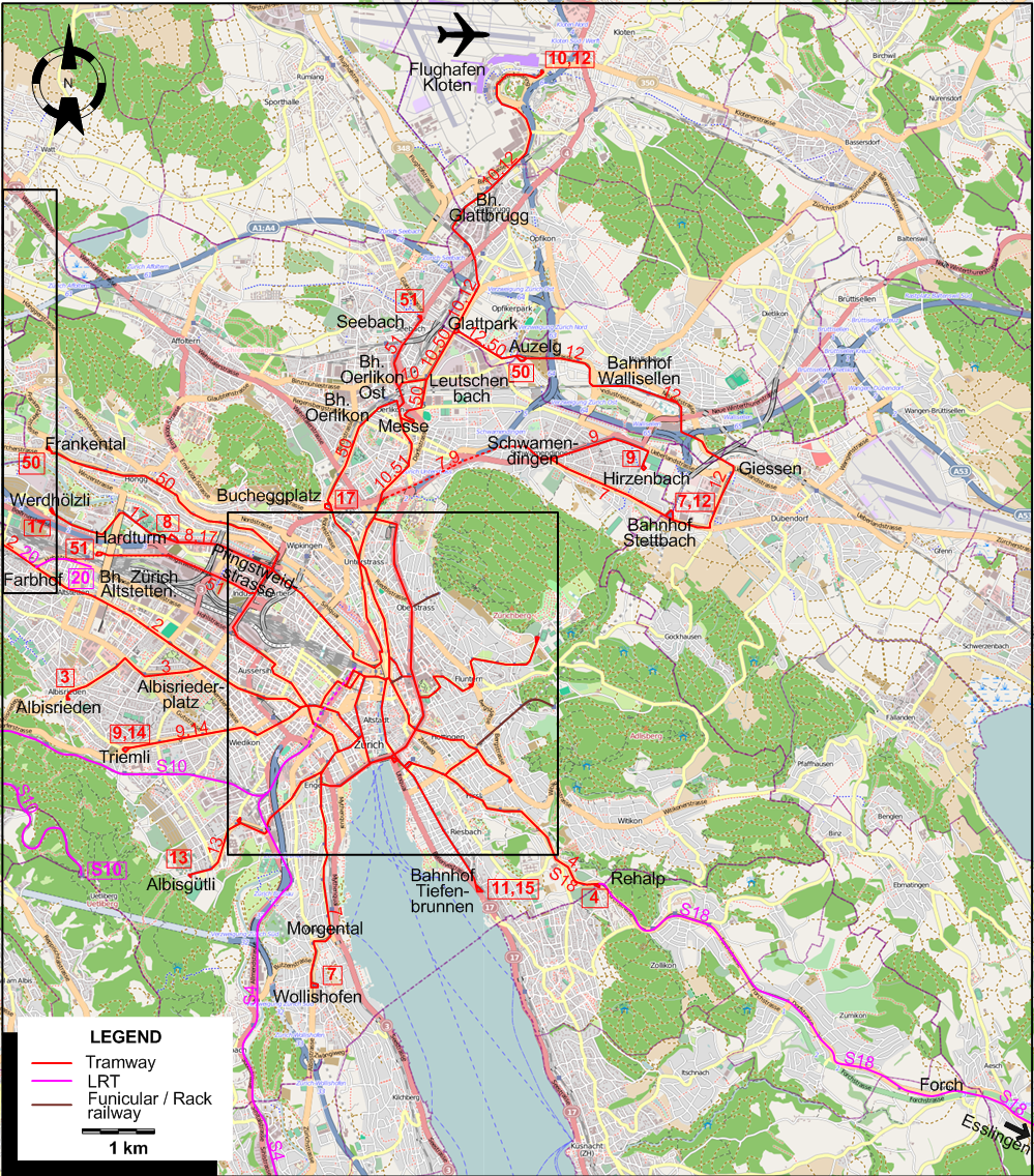 Zurich tram map 2025