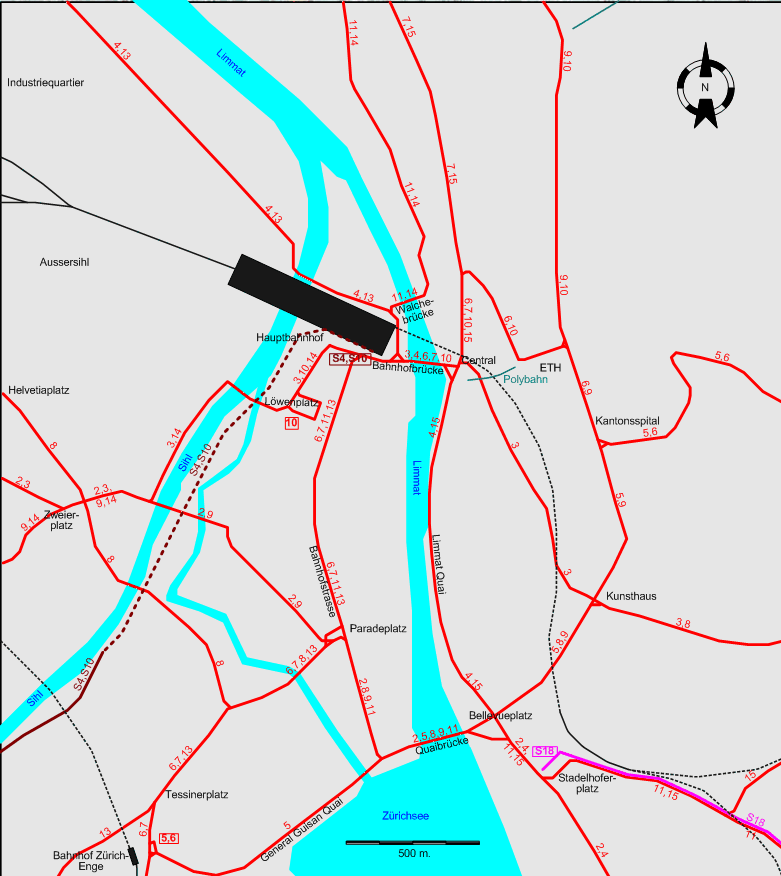 Zurich tram map