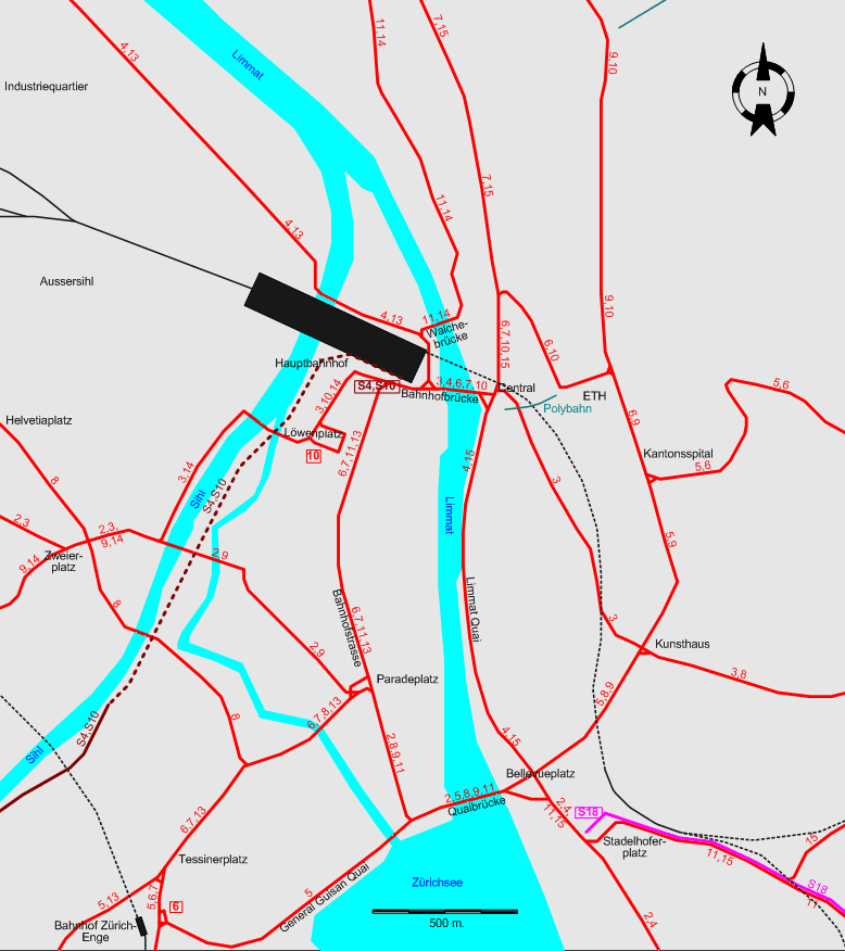 Zurich tram map