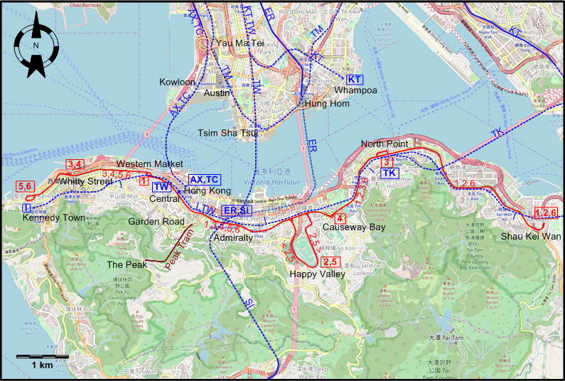 Hong Kong tram map 2022