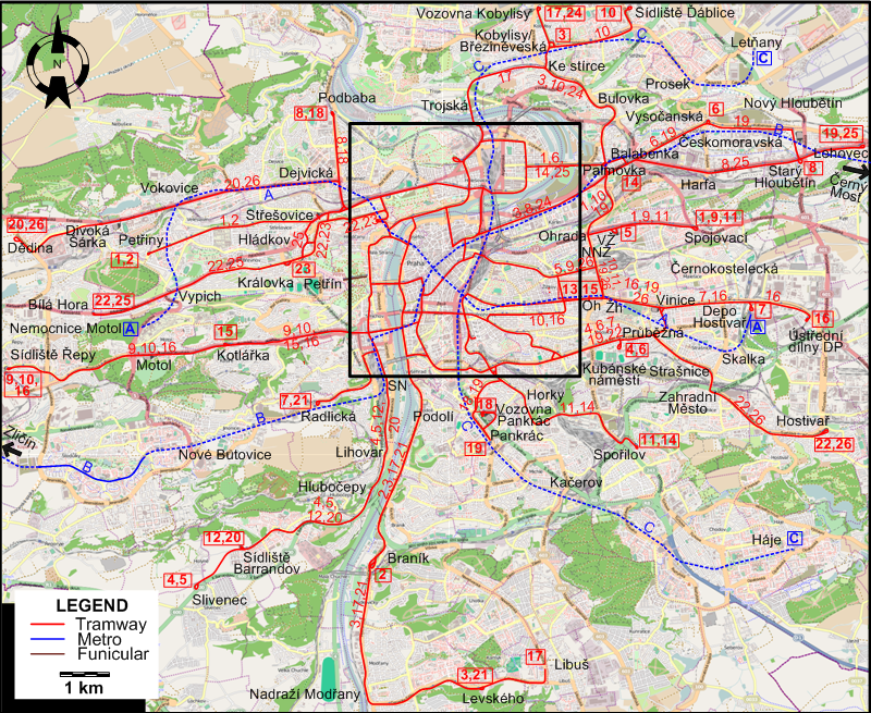 Prague tram map 2023