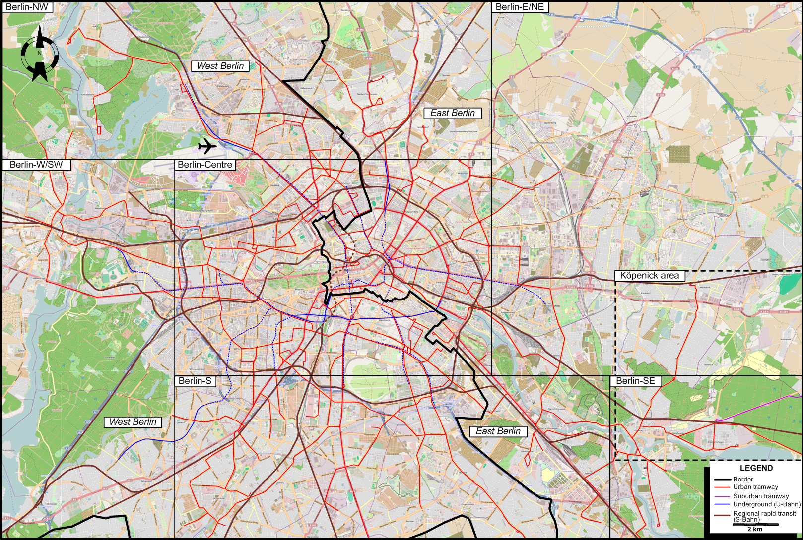 Berlin  1958 tram map