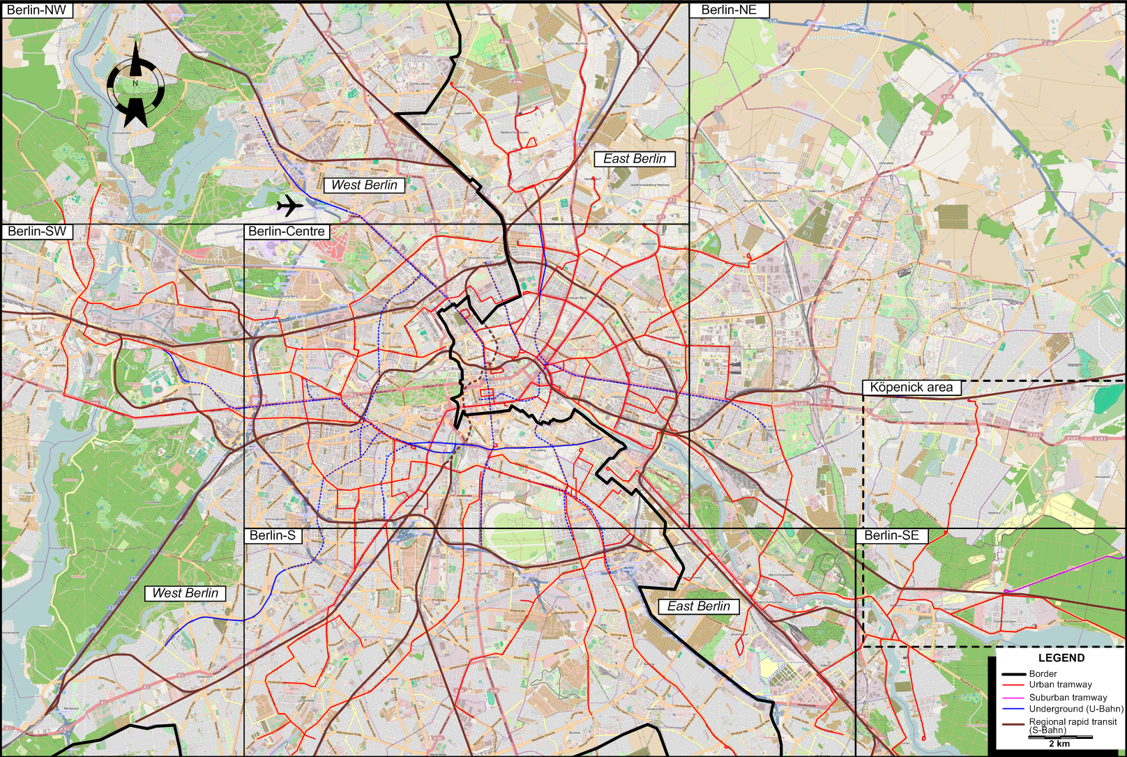 Berlin 1963 tram map