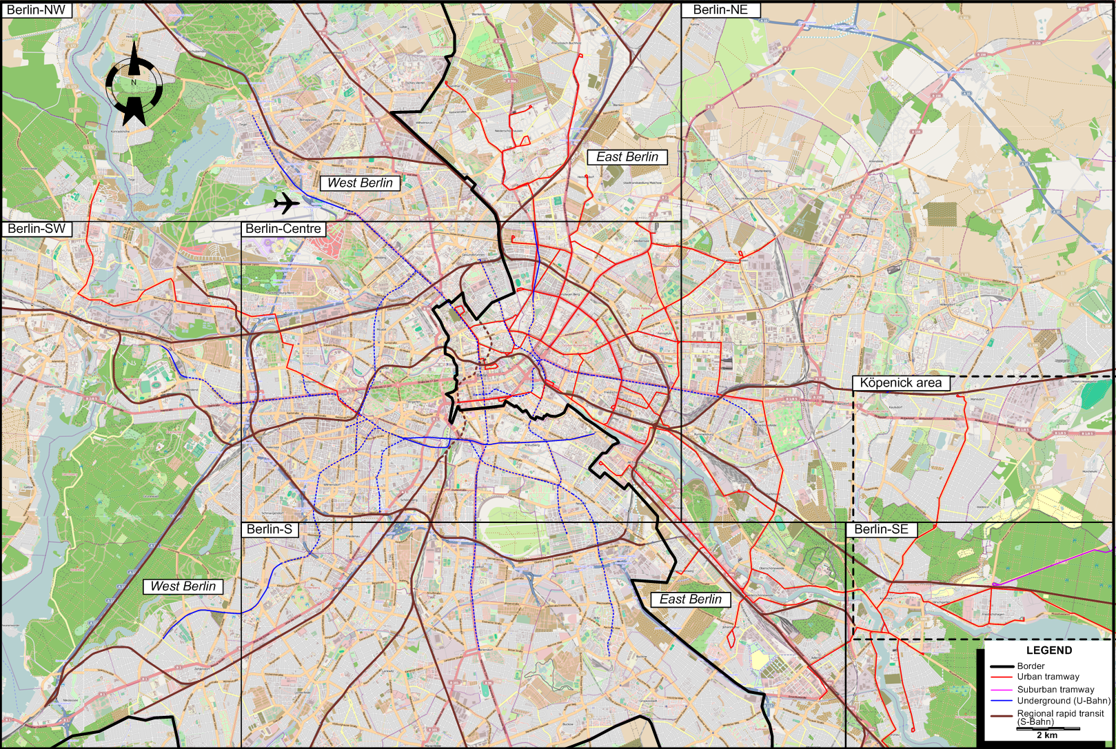 Berlin 1967 tram map