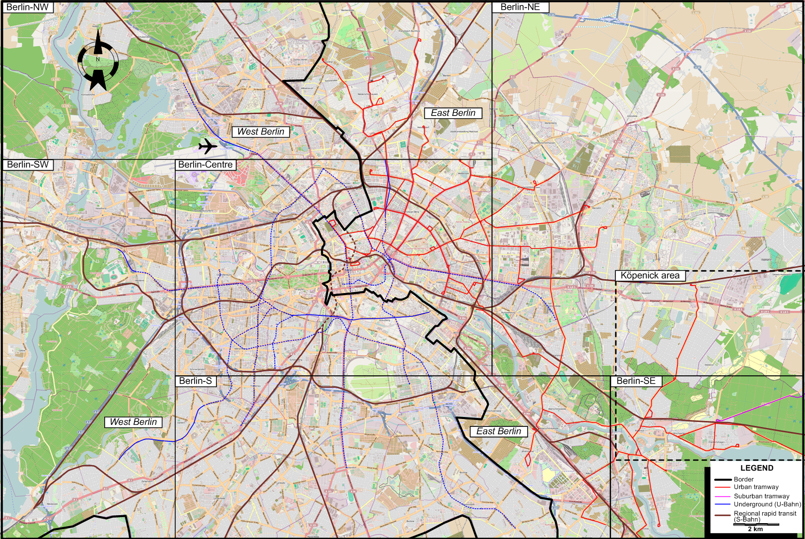 Berlin 1980 tram map