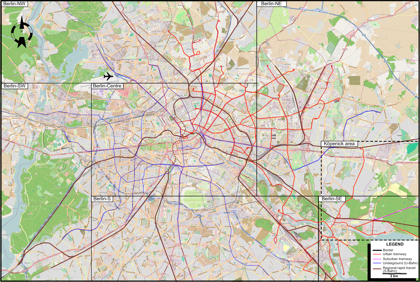 Berlin 1990 tram map