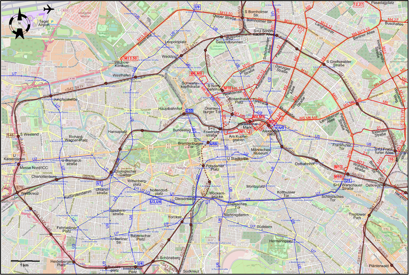 Berlin 2010 central tram map