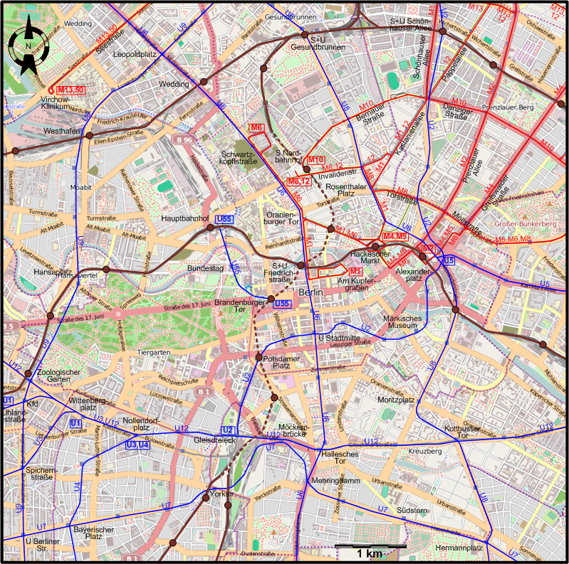 Berlin 2010 central tram map