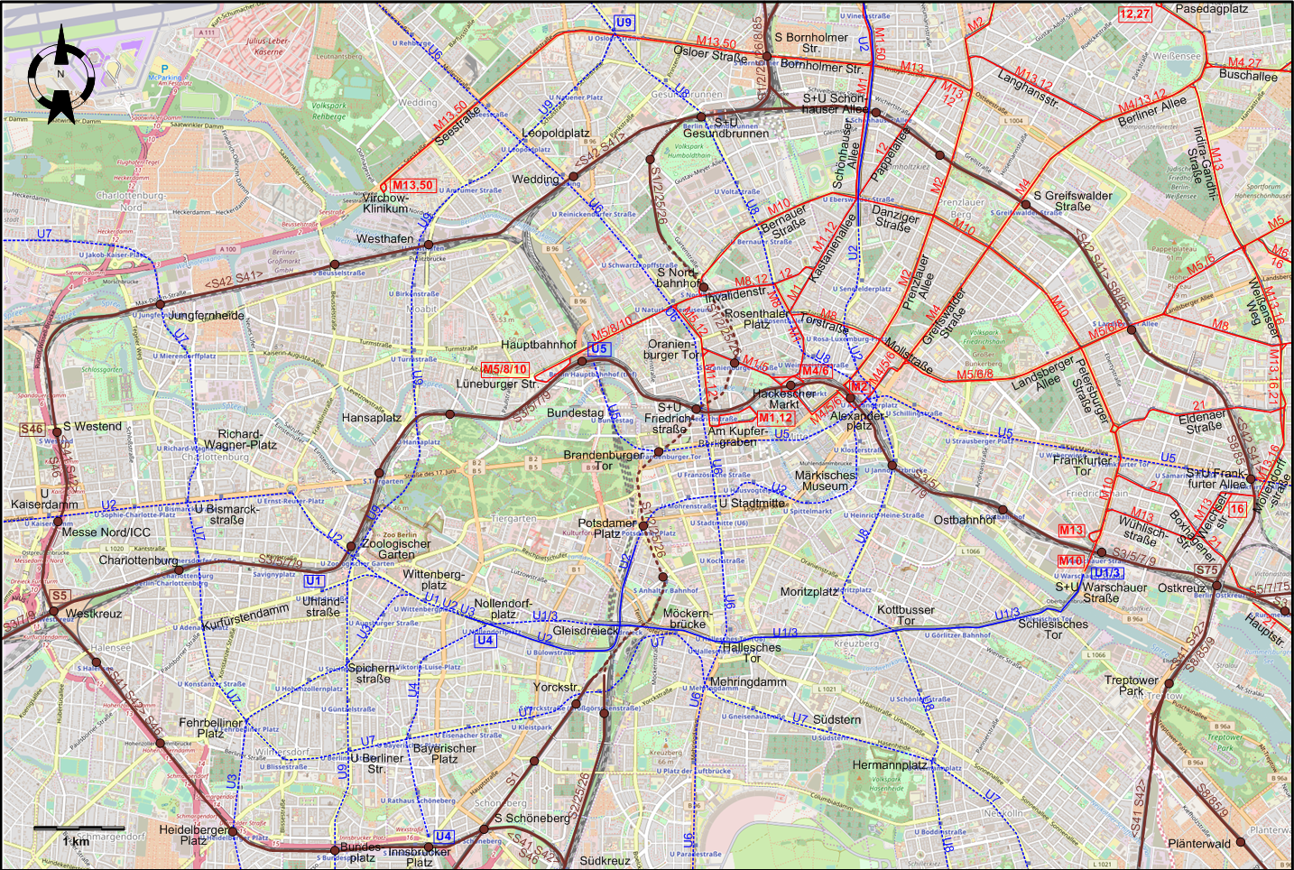 Berlin 2020 central tram map