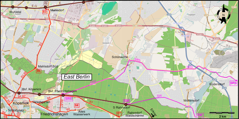 Berlin Köpenick  1953 tram map