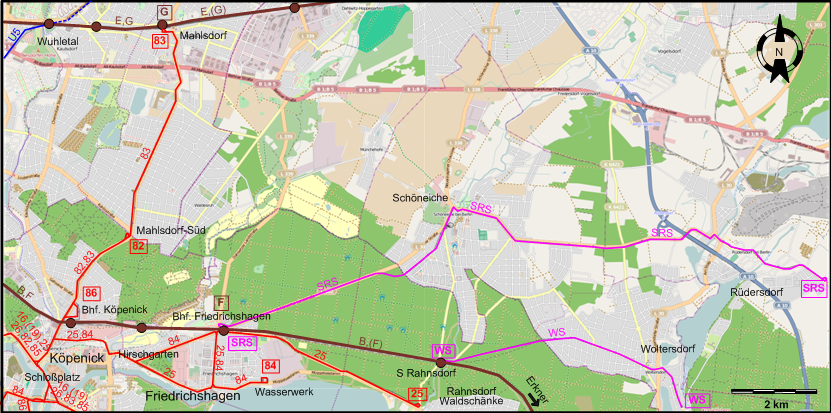 Berlin Köpenick 1990 tram map