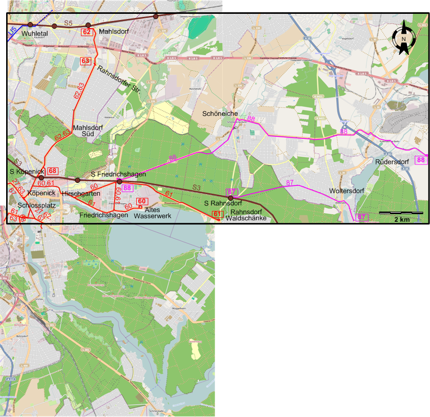 Berlin Köpenick 2020 tram map