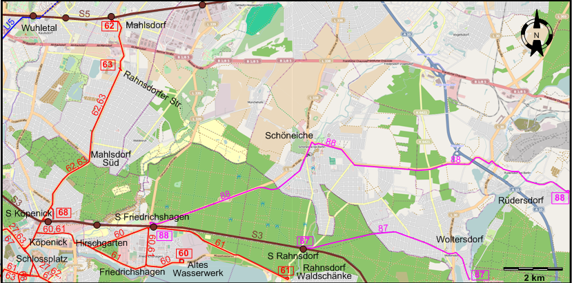 Berlin Köpenick 2021 tram map