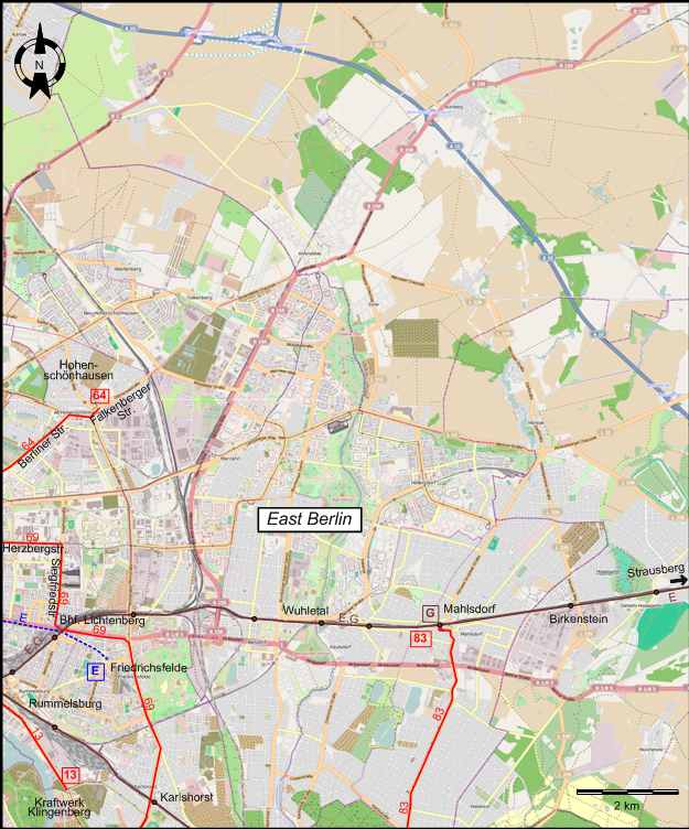 Berlin  1949 eastern northeastern tram map