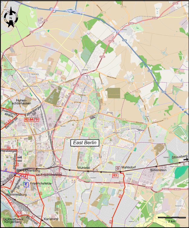 Berlin  1953 eastern northeastern tram map