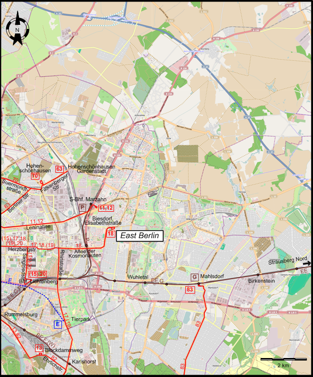 Berlin 1980 eastern northeastern tram map