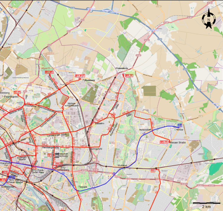 Berlin 2010 eastern northeastern tram map