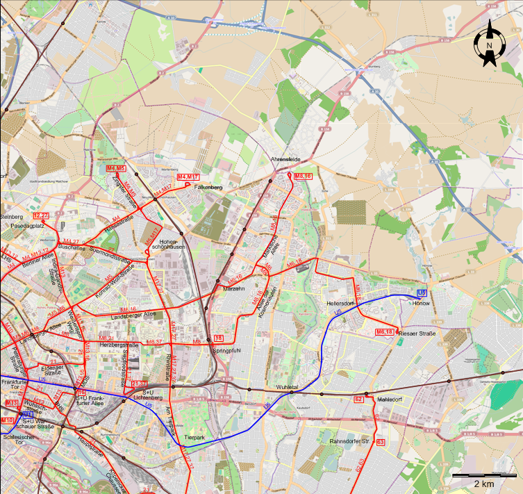 Berlin 2016 eastern northeastern tram map