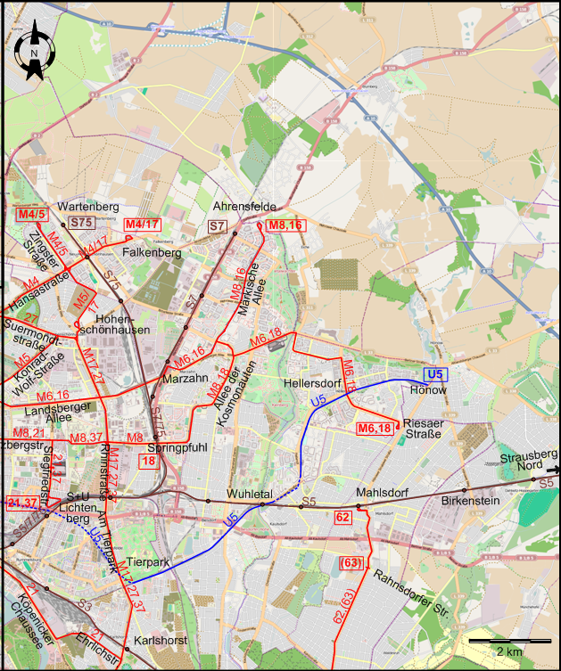 Berlin 2020 eastern northeastern tram map