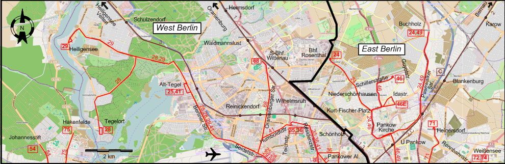 Berlin  1953 northwestern tram map