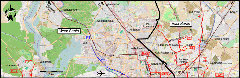 Berlin 1960 northwestern tram map