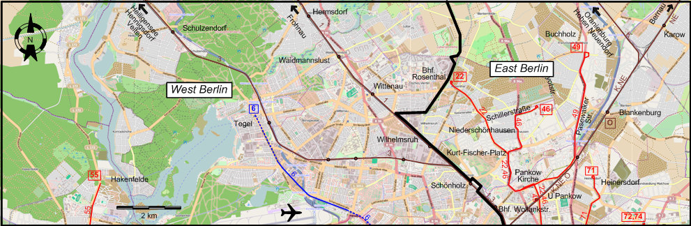 Berlin 1967 northwestern tram map
