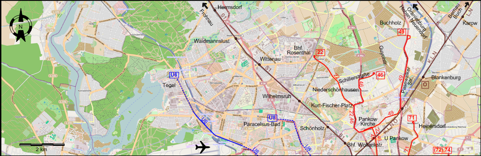 Berlin 1990 northwestern tram map